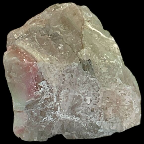 Pink White Layered Art Glass Cullet Glowing Manganese Slag Glass #4GX281 - Picture 5 of 8